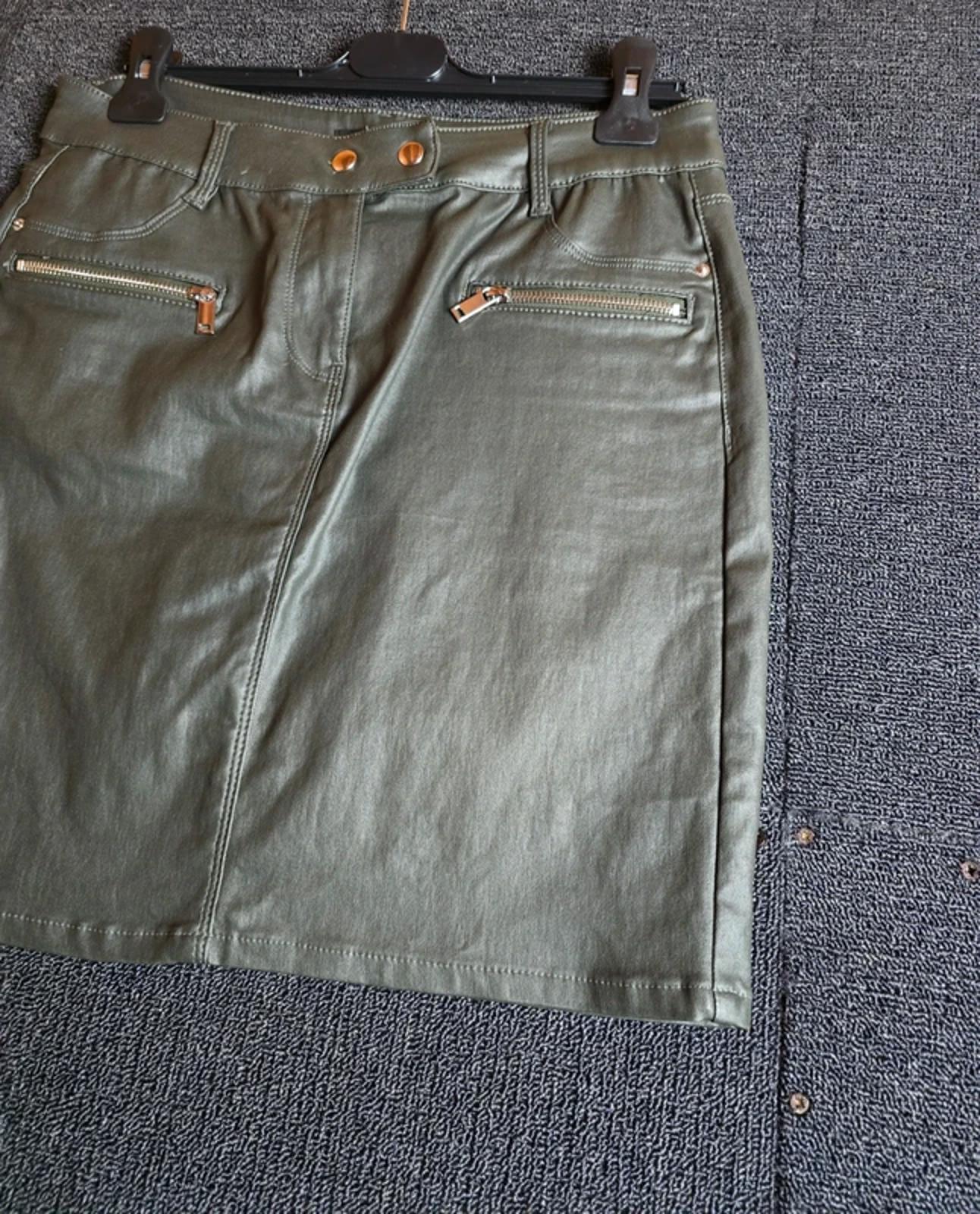 Khaki Green Coated Skirt Size 14 Casual Next