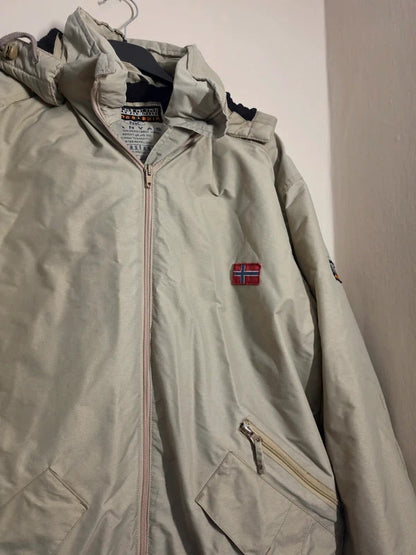 Napapijri Geographic Cream Beige Fleece-Lined Outdoor Jacket – 24" P2P