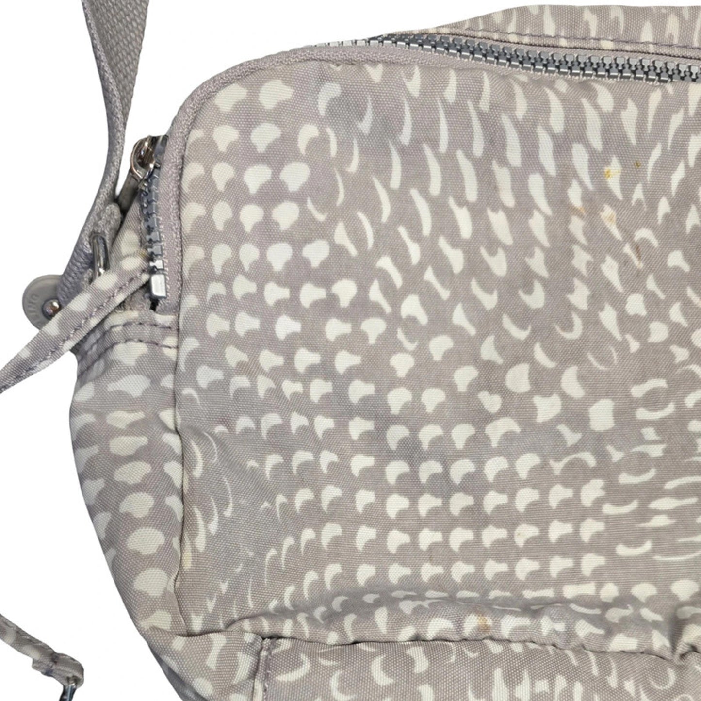 Kipling Crossbody Bag Grey & White Pattern Zip Pockets Adjustable Strap