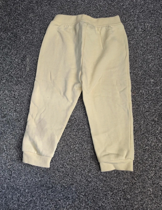 Primark Baby Girls Pastel Light Yellow Cuffed Pintuck Jogging Bottoms Age 18-24 Months
