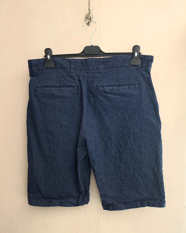 Primark Mens Navy & White Patterned Cotton Blend Chino Shorts Size W34