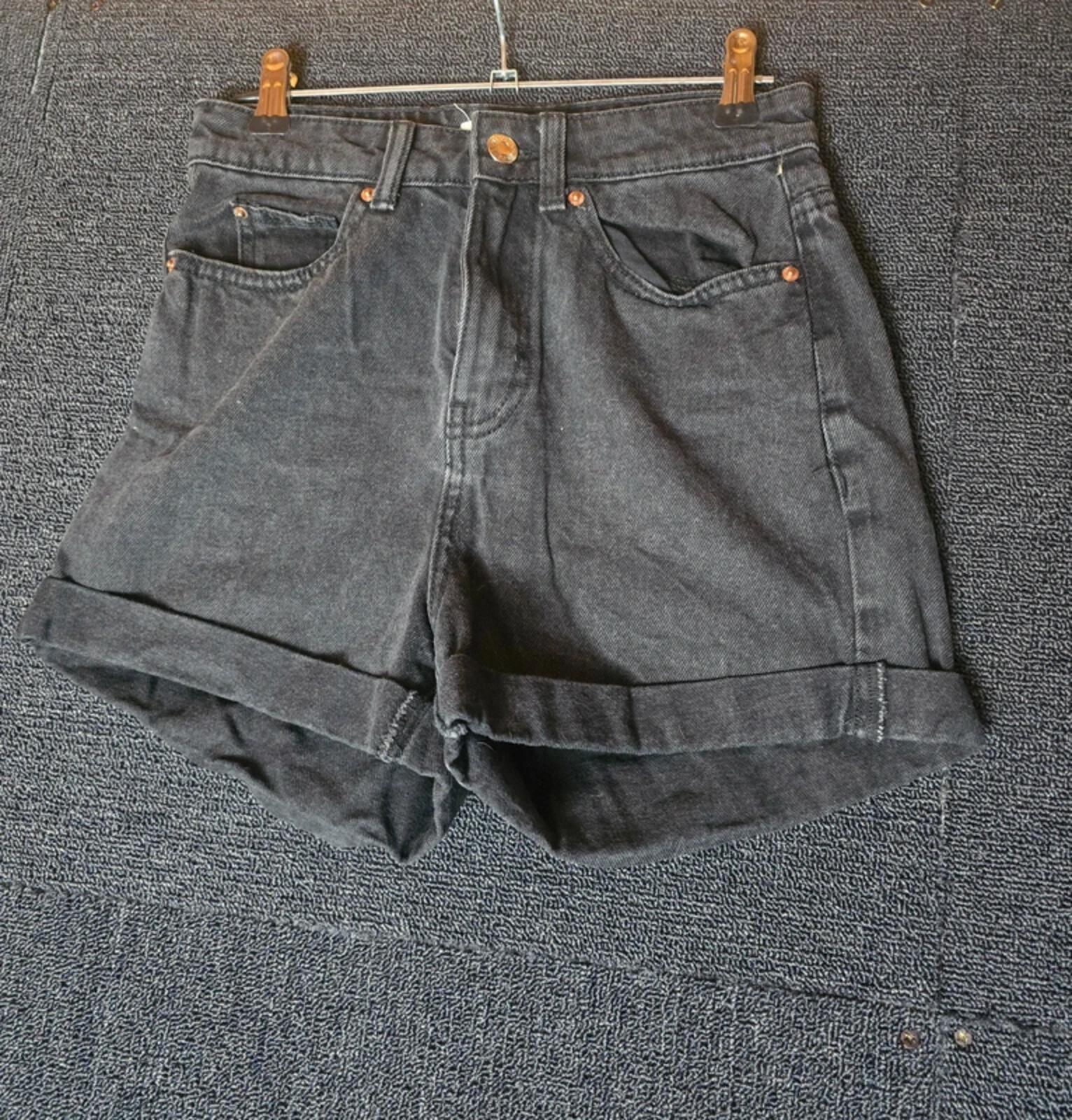 Primark black high waisted denim shorts size 4