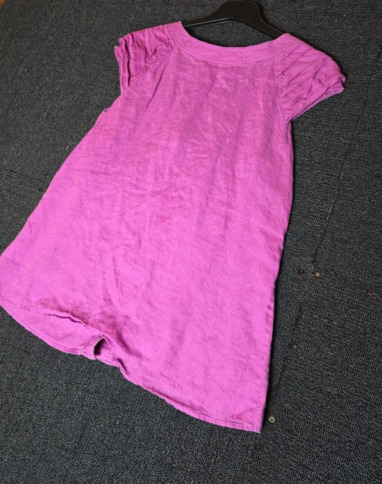 Pink short sleeved t-shirt 100% linen button front size 12 Marks & Spencer