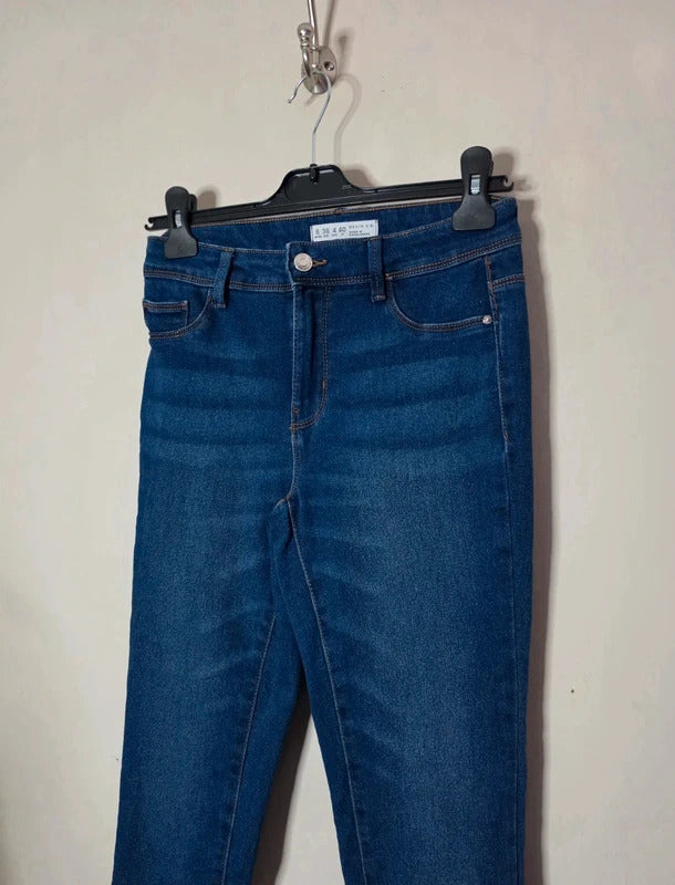 Primark Blue High Waisted Skinny Jeans Size 8 Denim Stretch Style Casual Trousers