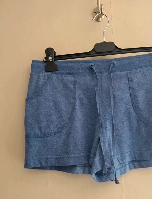 Matalan Blue Jersey Mini Shorts Elasticated Drawstring Waist Size 12