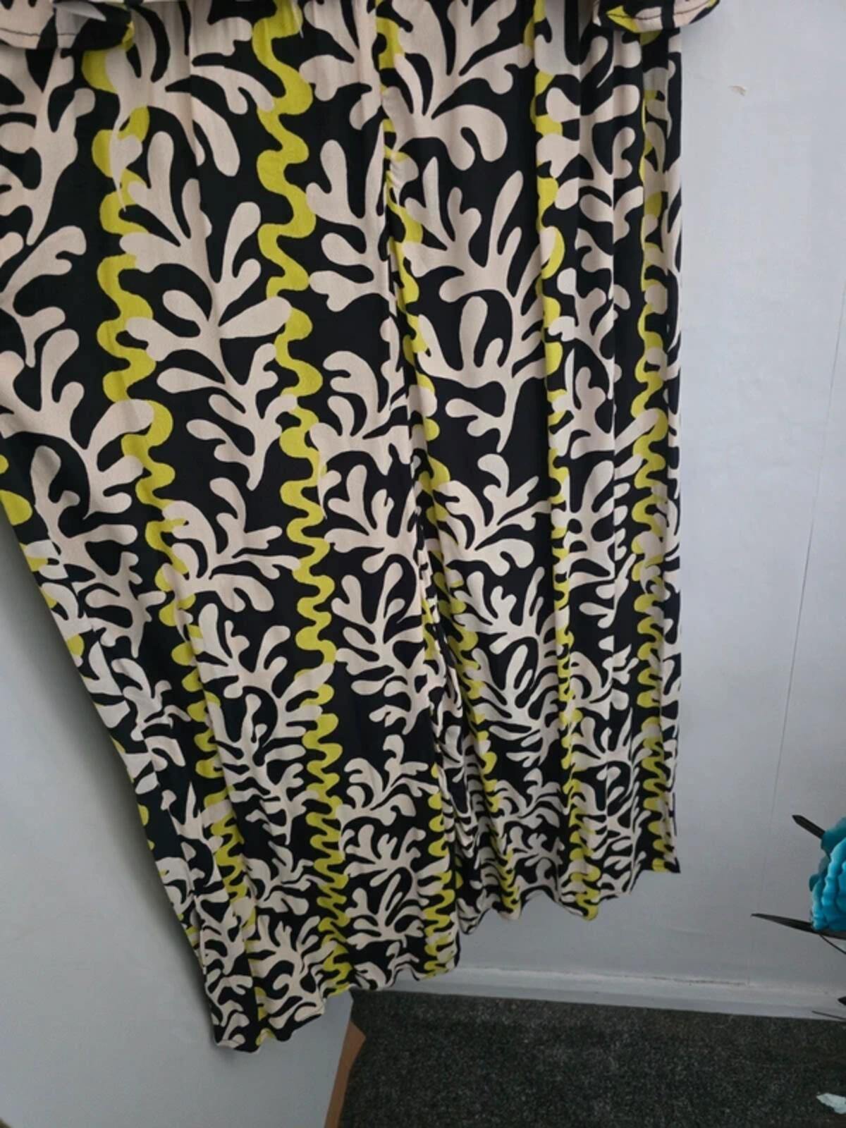 Phase Eight Green, Cream & Black Patterned Sleeveless Jumpsuit Size 14