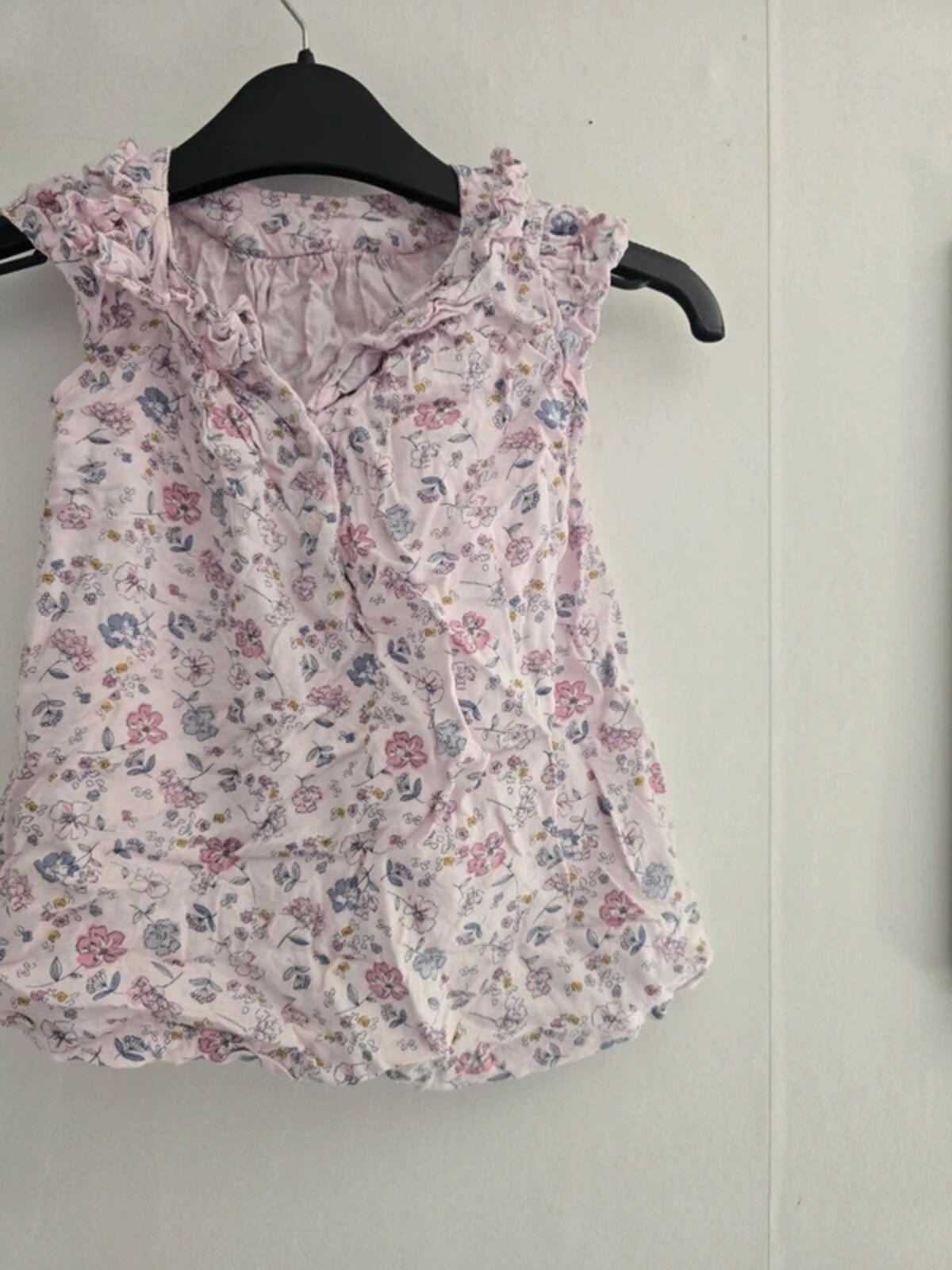 Matalan Girls Pink Floral Viscose Dress 9-12 Months
