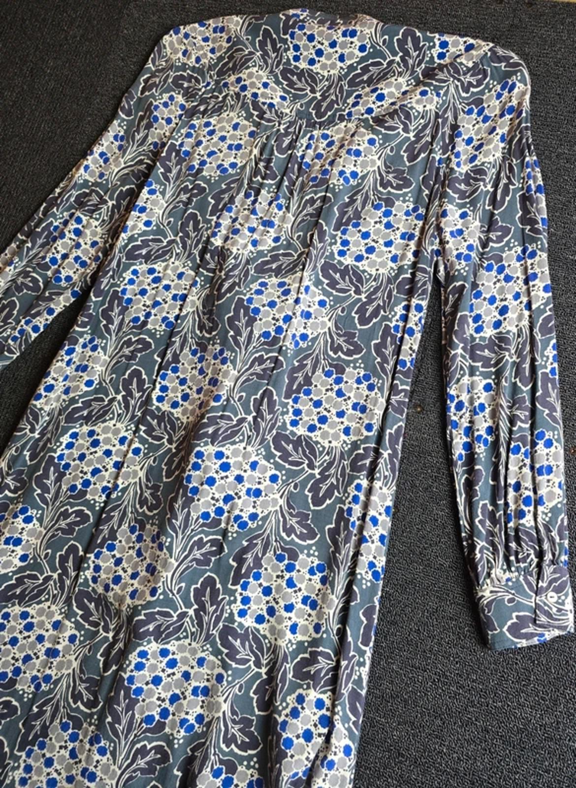 Boden Midi Dress Green & Blue Floral Size 12Reg Tie-Waist Causal