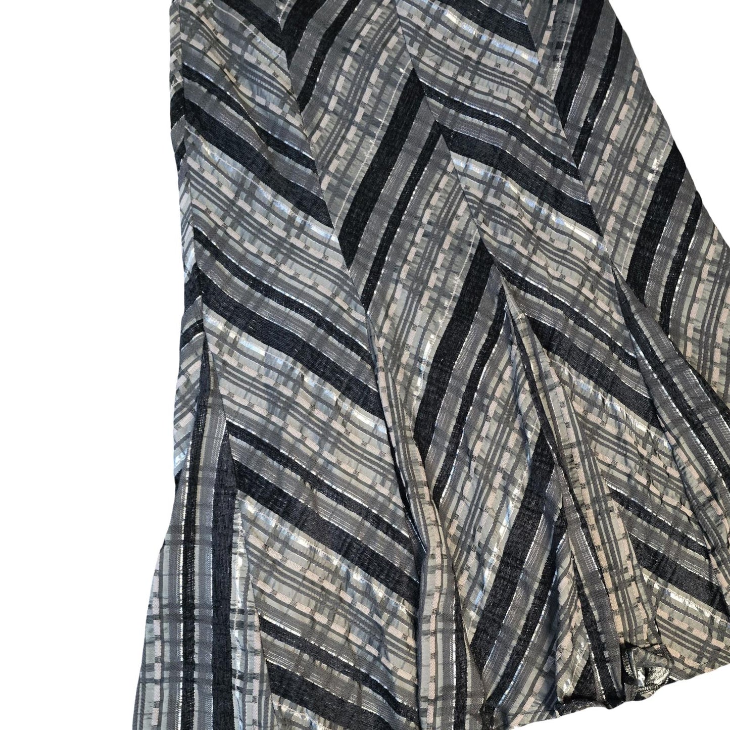 Marks & Spencer Flared Midi Skirt Grey Mix Size 12 Lined Smart Casual