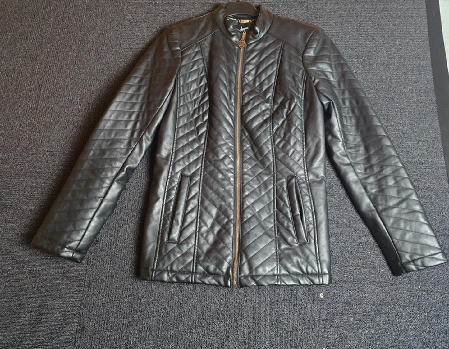 Dennis Brasso Faux Leather Quilted Jacket Black Size XS Size 8–10