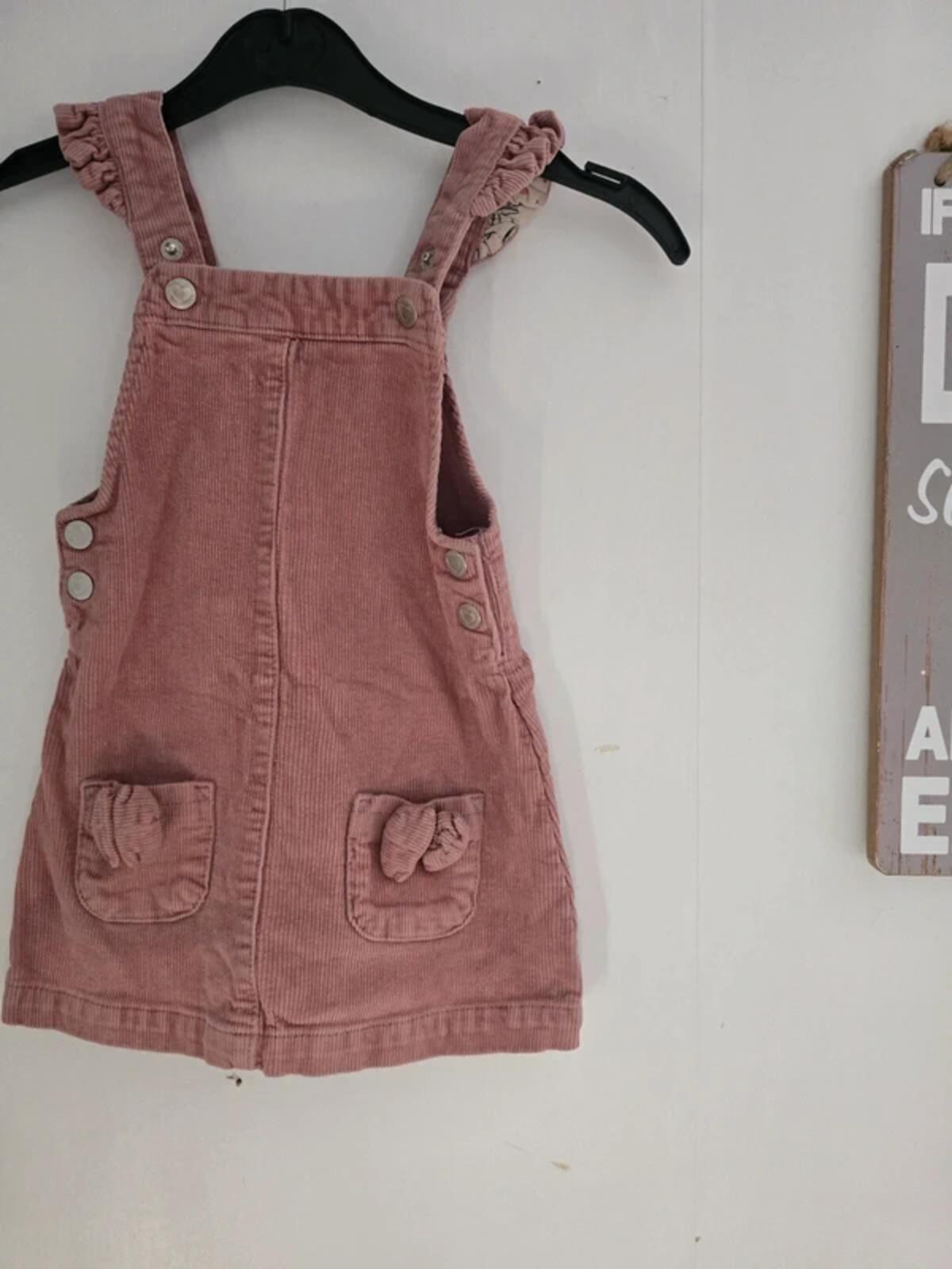 George Baby Girls Pink Corduroy Pinafore Dress 18-24 Months