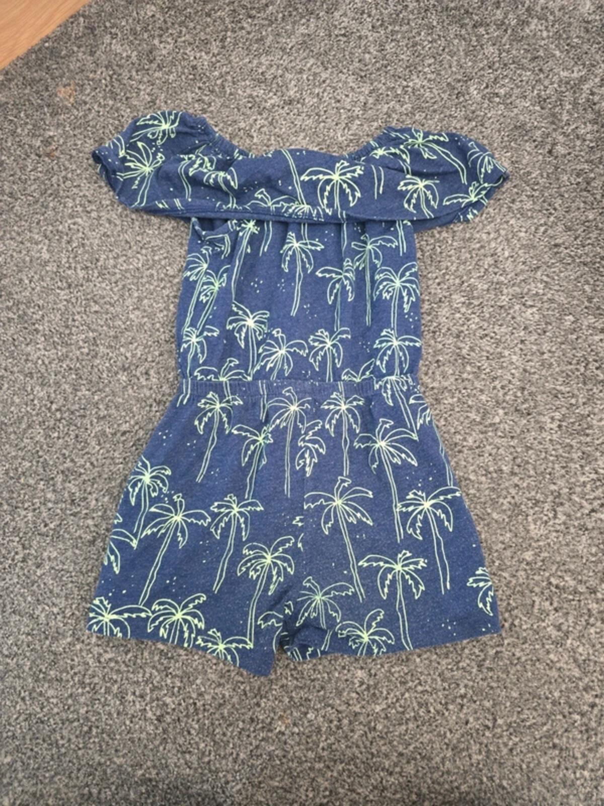 M&Co Girls Navy & Green Palm Tree Print Playsuit Age 3-4 Years