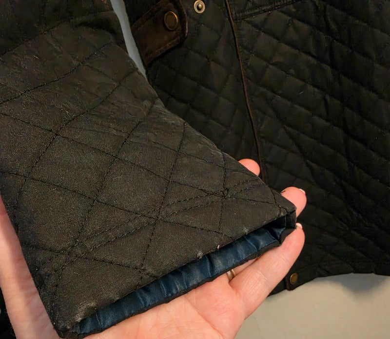 Jack Murphy Women's Black Waxed Cotton Quilted Country Jacket – Size 18