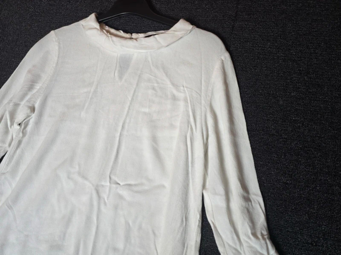 Zara white collared 3/4 sleeve relaxed blouse Med size 10/12