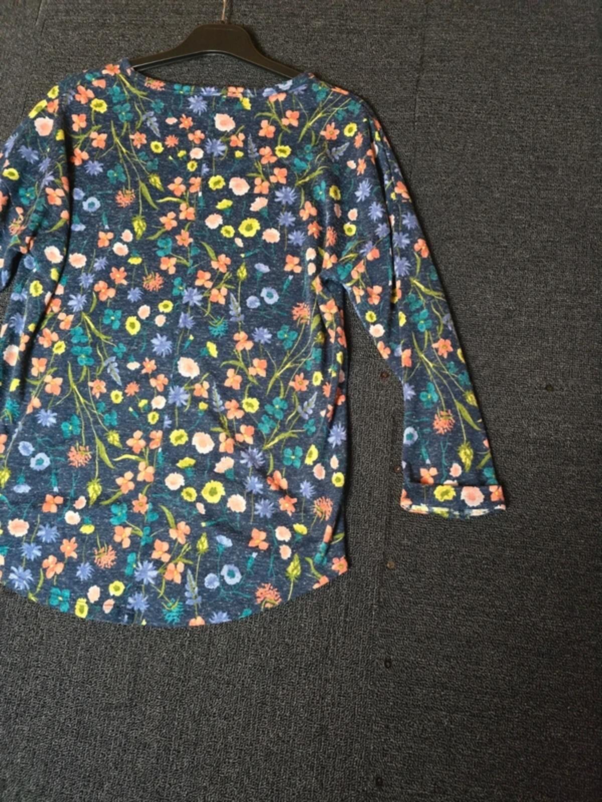 Marks & Spencer navy floral lightweight relaxed jumper linen blend size 12