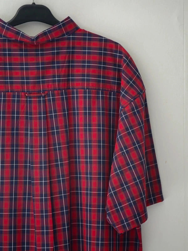Men's C&A Canada Red Navy Checked Short Sleeve Shirt Size XL