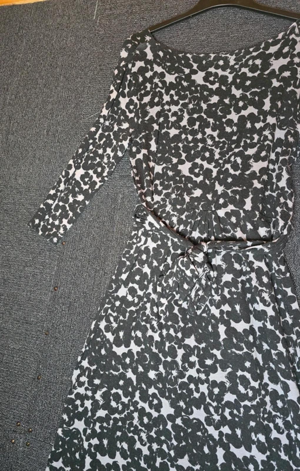 Monsoon Floral Wrap Midi Dress Black & Grey Size 12 Bodycon Smart Causal