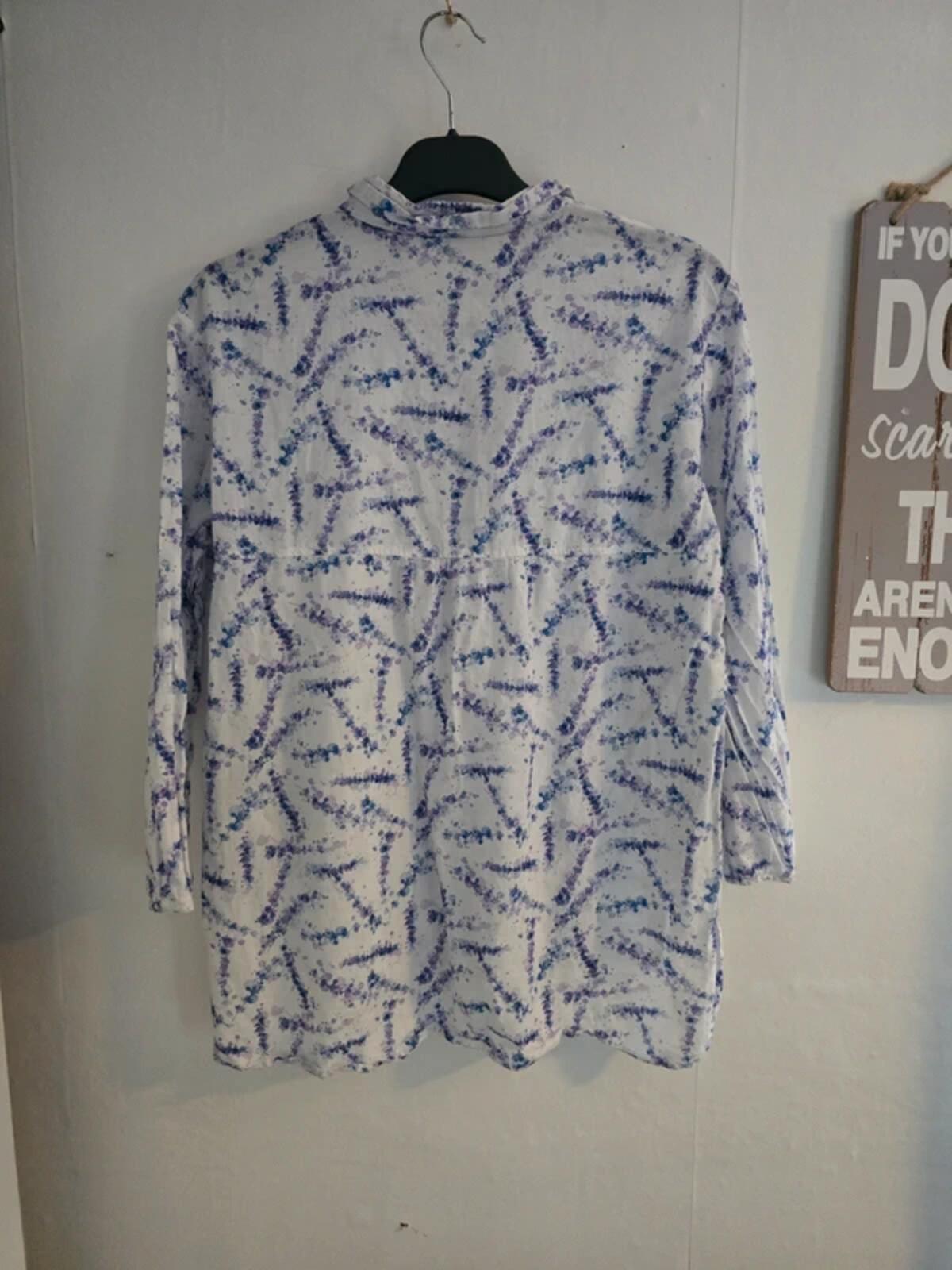 Gerry Weber Casual Blue White & Purple Patterned Cotton Shirt Size 10