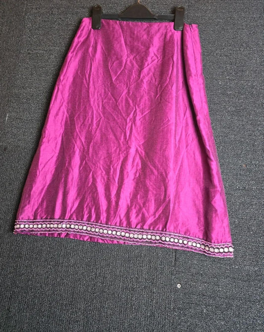 Betty Barclay Purple Beaded Hem Vintage Midi Skirt Size 10