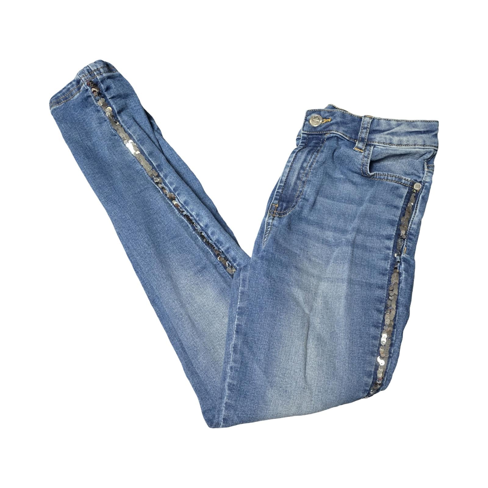 M&S Mini Ivy Skinny Blue Jeans – Silver Sequin Detail – Girls 12–13yrs