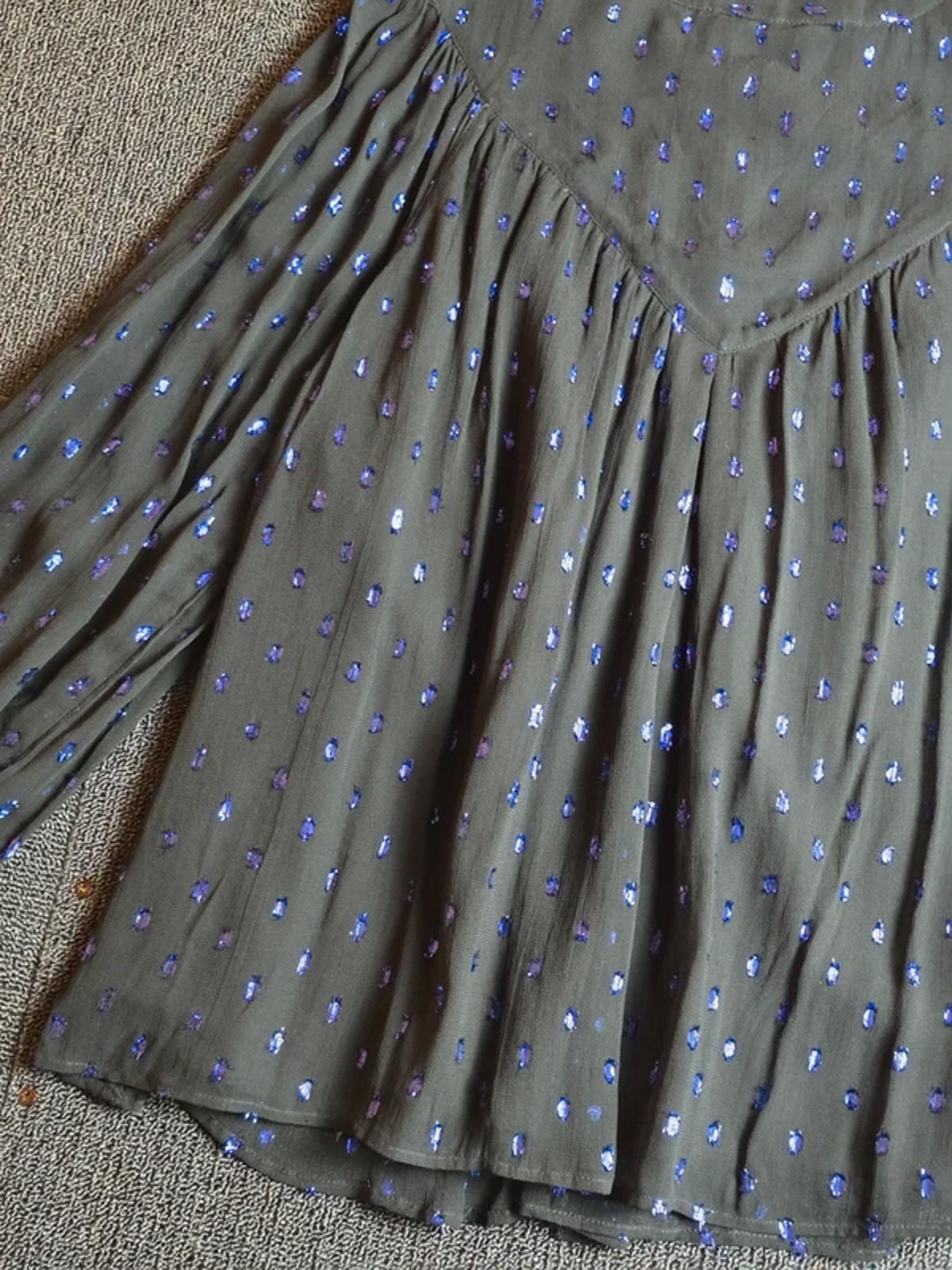 Whistles Sheer Glitter Polka Dot Blouse Black Size 8 Evening Smart