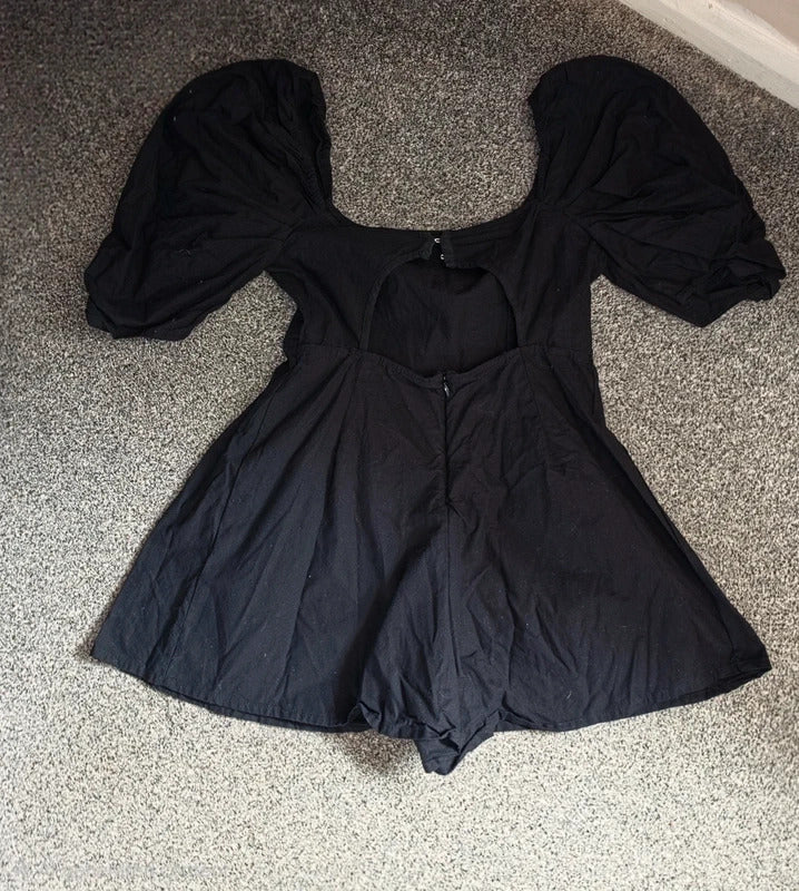 Collusion Black Off-The-Shoulder Puff Sleeve Playsuit Size 12