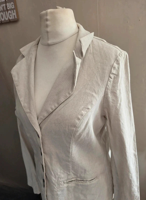 Per Una M&S Cream Linen Blend Tailored Unlined Smart Summer Blazer Size 14