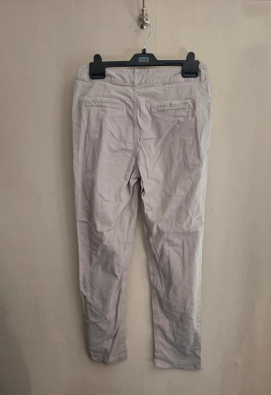 F&F Women's Beige Slim-Leg High-Waisted Chino Trousers Size 12