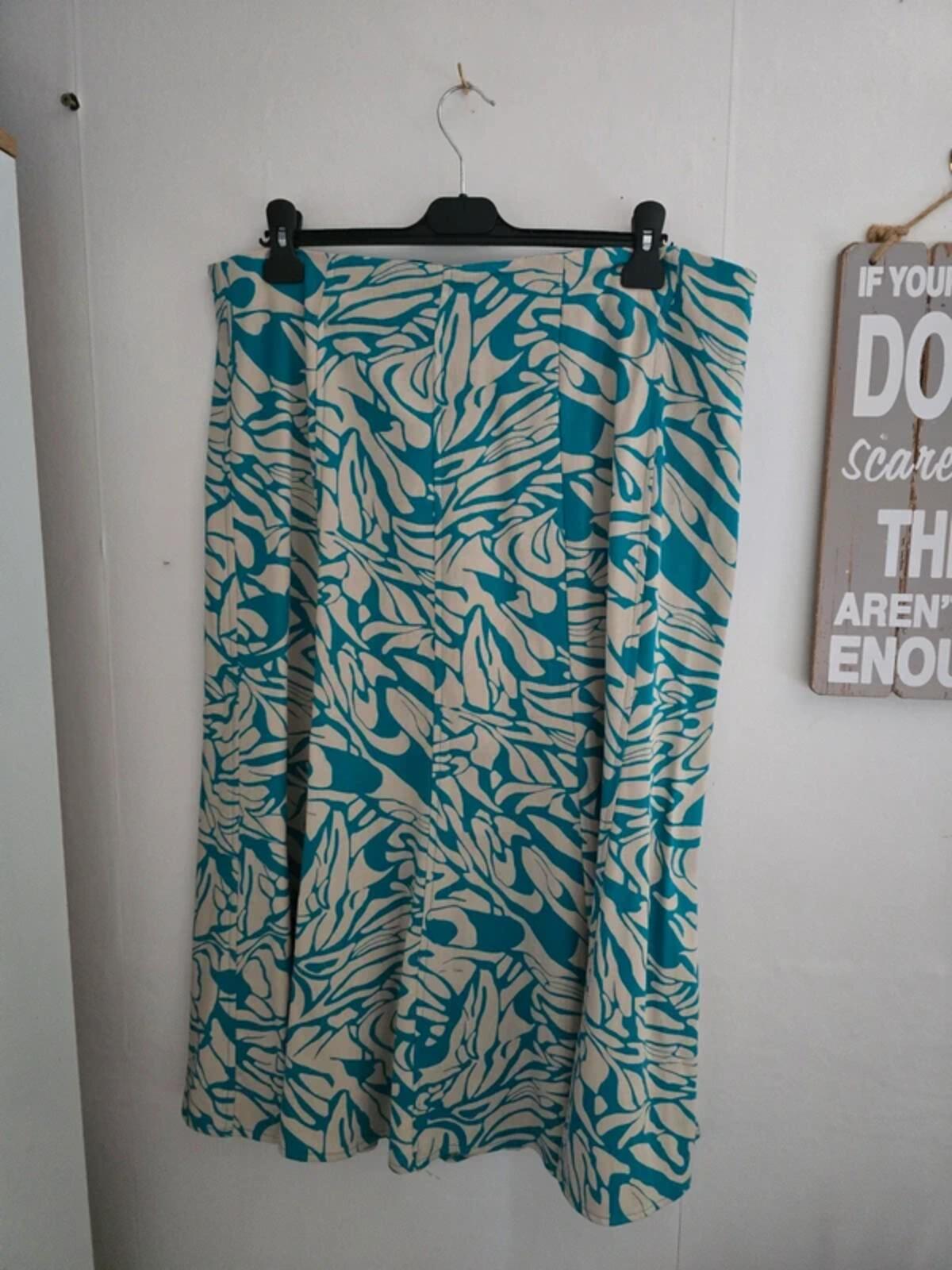 Edinburgh Woollen Mill Turquoise & Cream Floral Flared Midi Dress Size 18