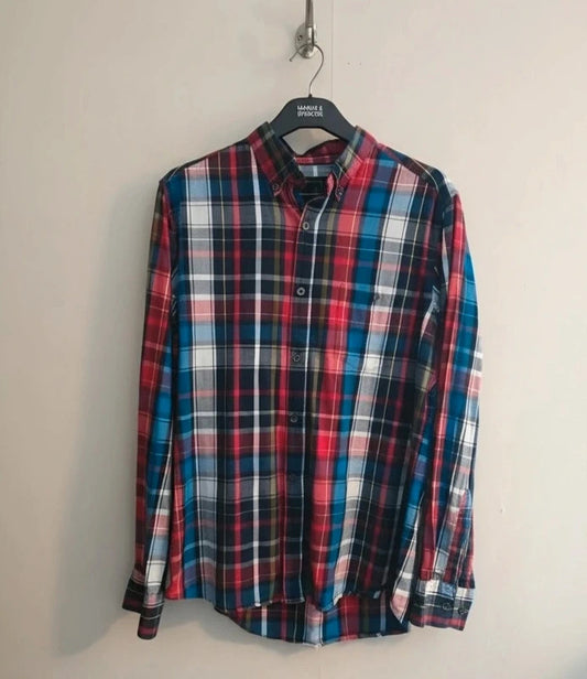French Connection Men's Multicolour Checked Long Sleeve Shirt Size Medium