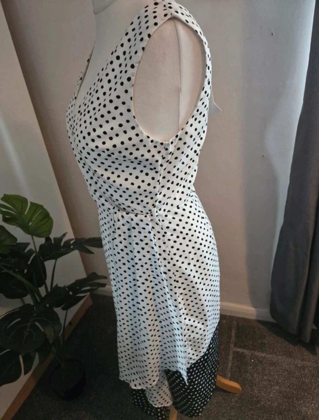 NWT Lavish Alice Asymmetrical Polka Dot Dress  Monochrome Glam size 12
