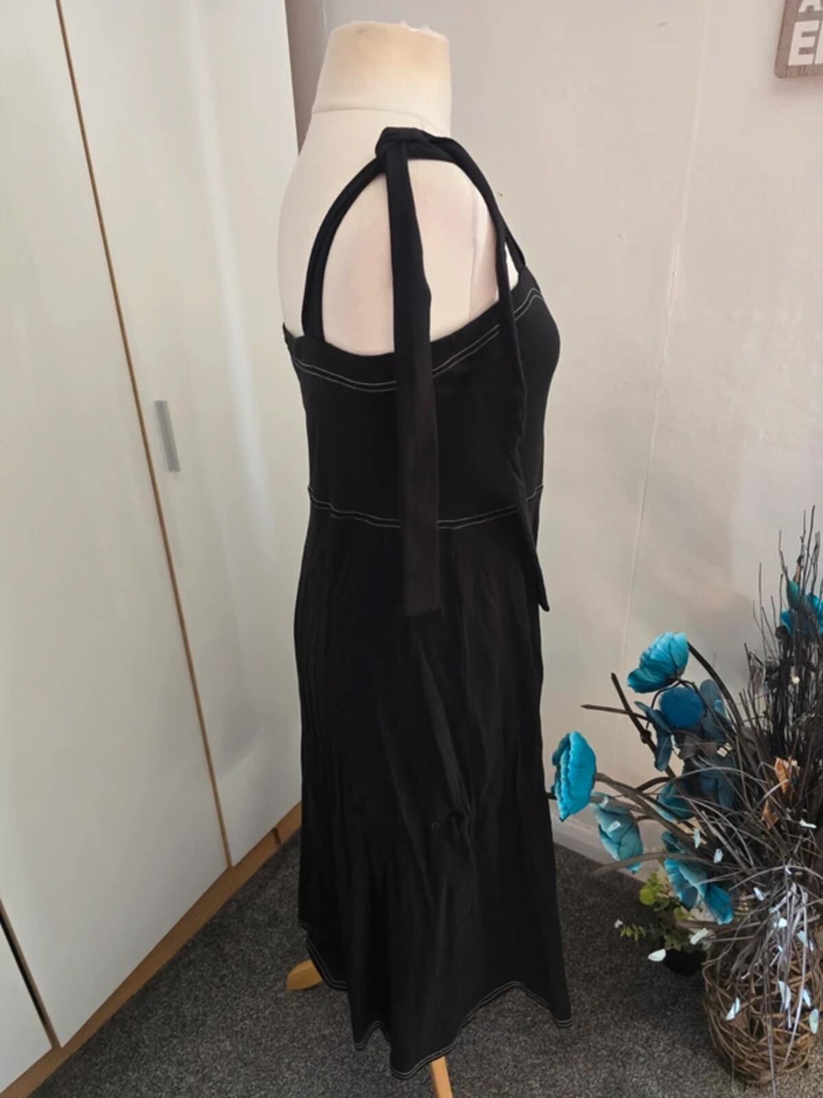 ASOS Black Embroidered Cotton Midi Dress NWT Size 12