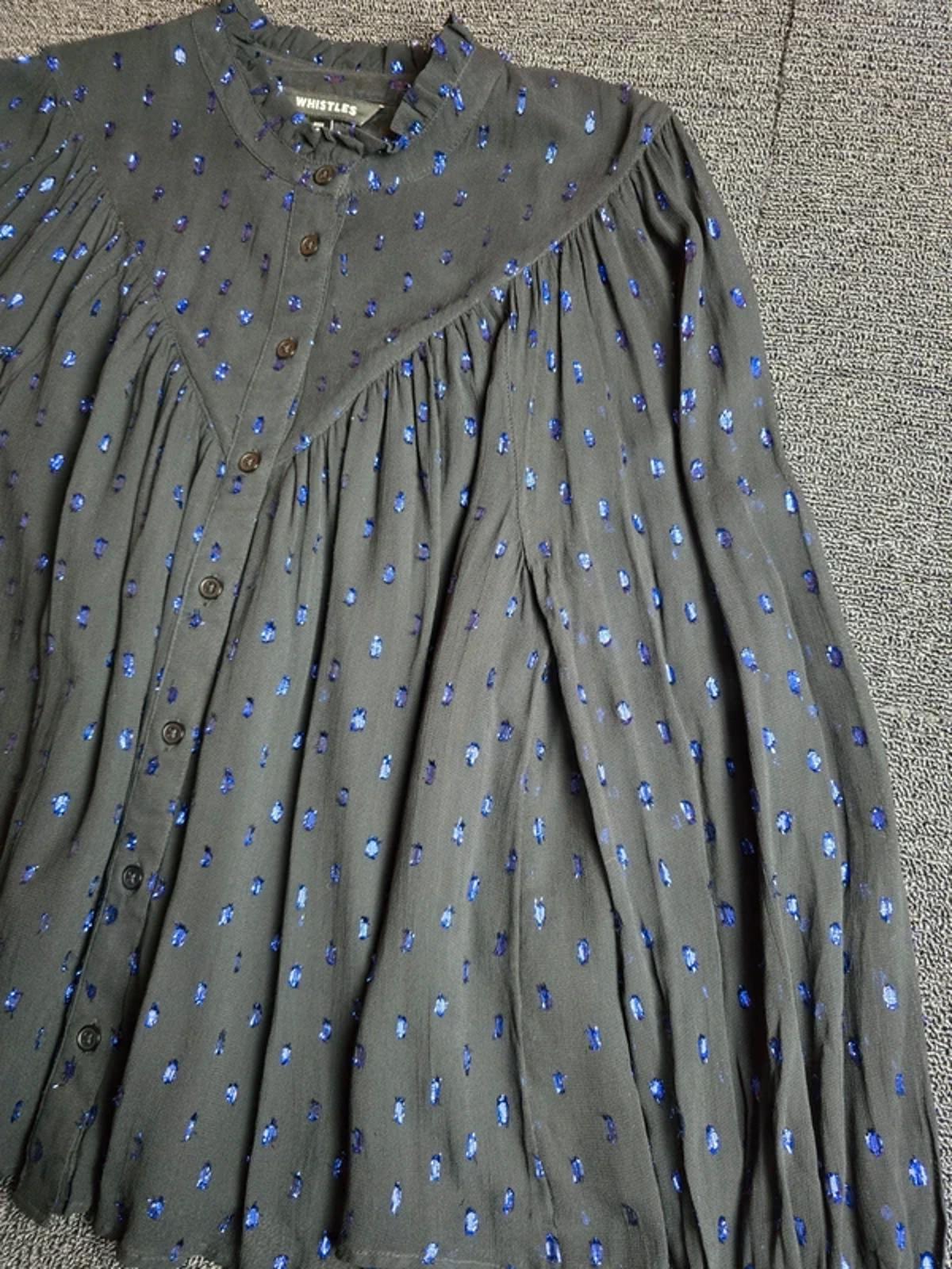 Whistles Sheer Glitter Polka Dot Blouse Black Size 8 Evening Smart