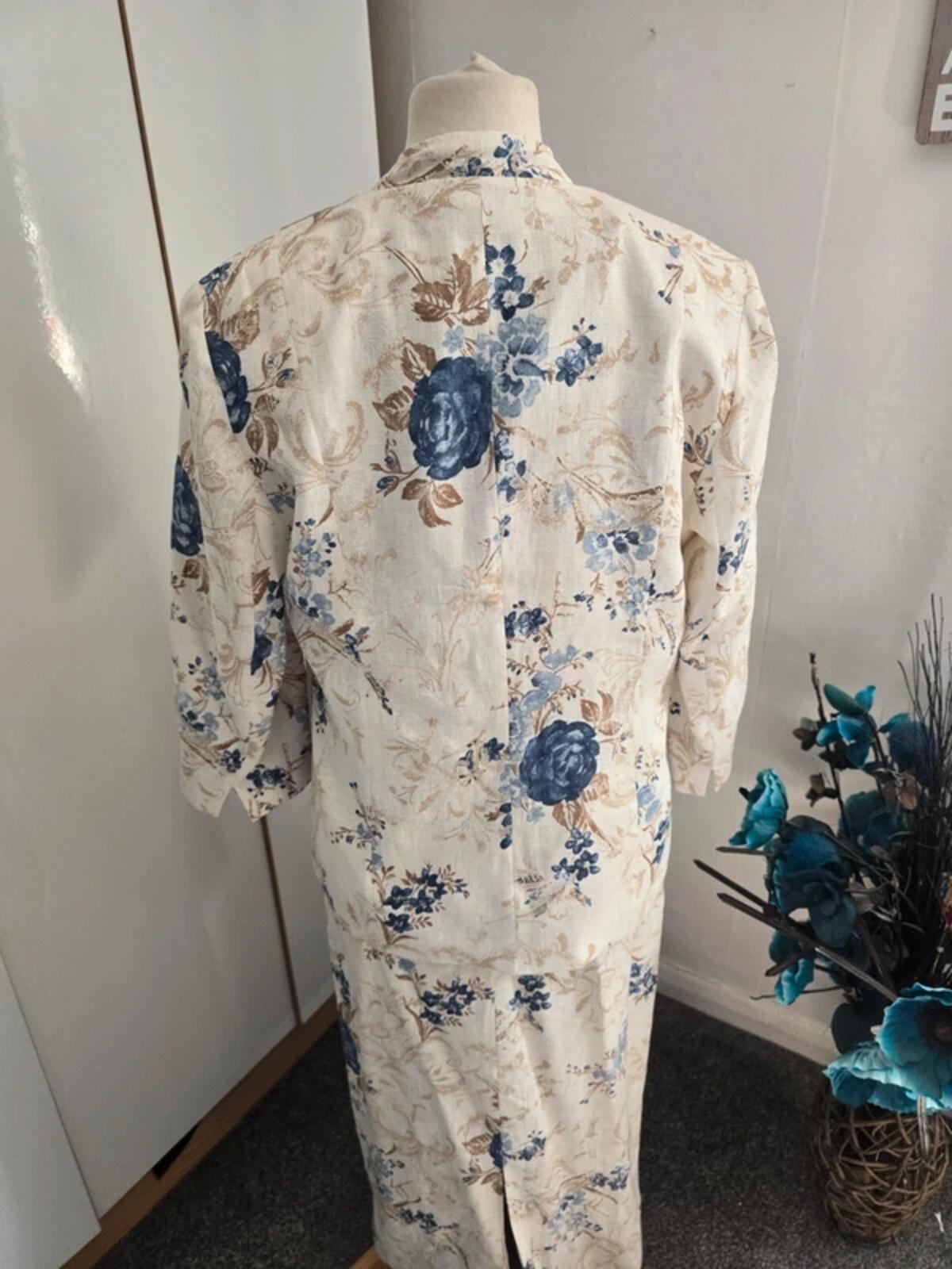 Bianco 100% Linen Occasion Dress & Blazer Set Size 14