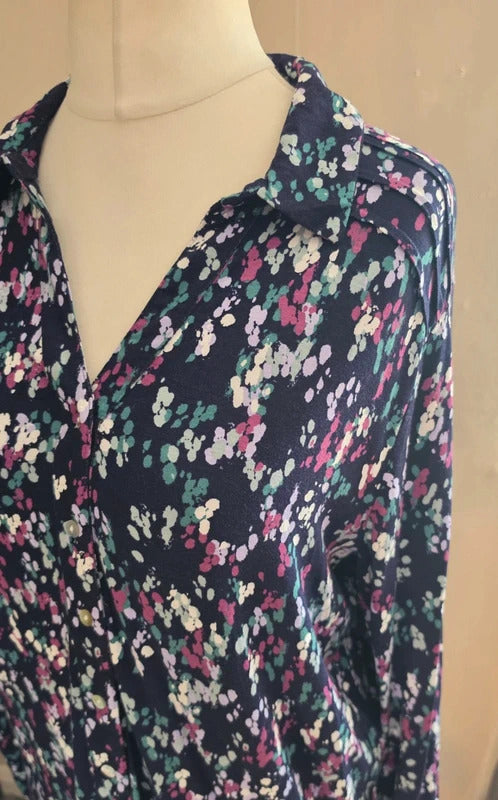 Bonmarché Black Multicoloured Floral Long Sleeved Shirt Size 14 NWT