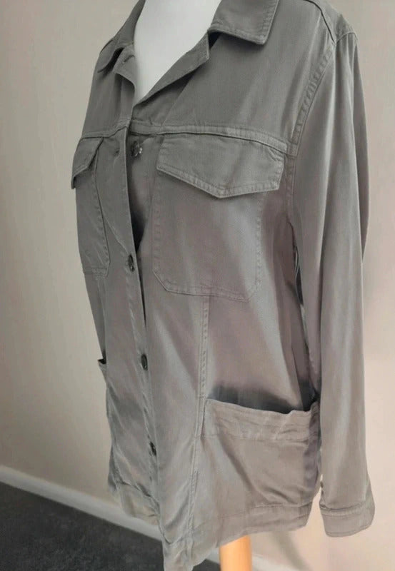 FatFace Khaki Green Lyocell Cotton Shacket Jacket  L Size 14-16