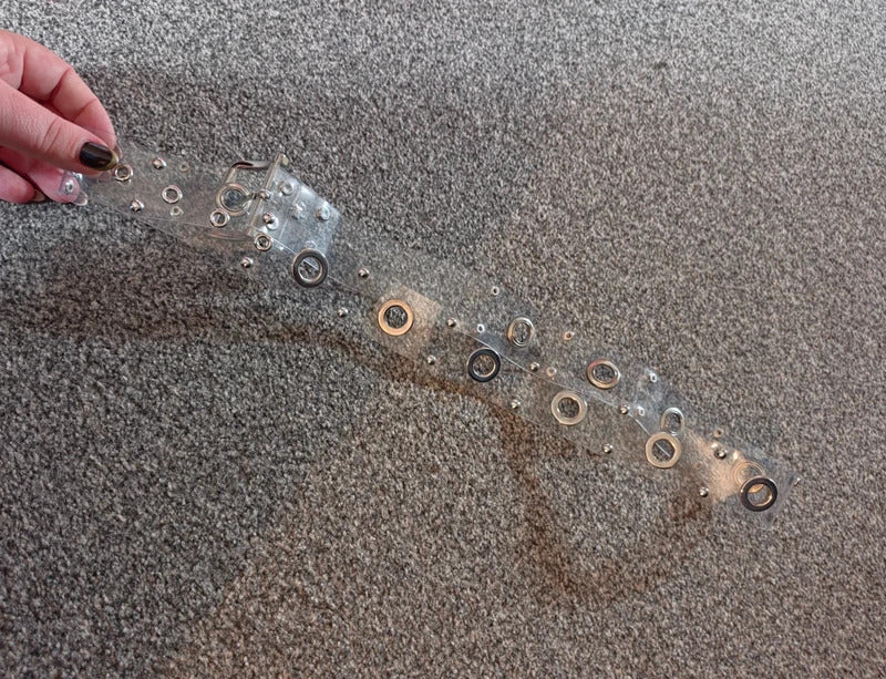 Clear Transparent Silver Eyelet Studded Belt 93cm Y2K Style