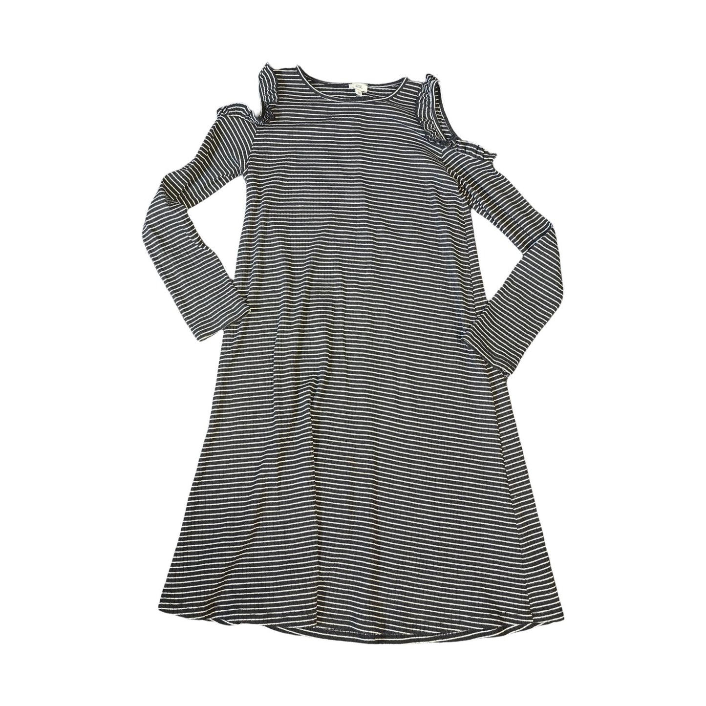 River Island Girls Black & White Striped Cold Shoulder Dress – Age 11–12 Years