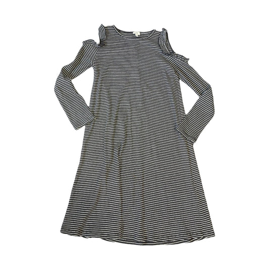 River Island Girls Black & White Striped Cold Shoulder Dress – Age 11–12 Years