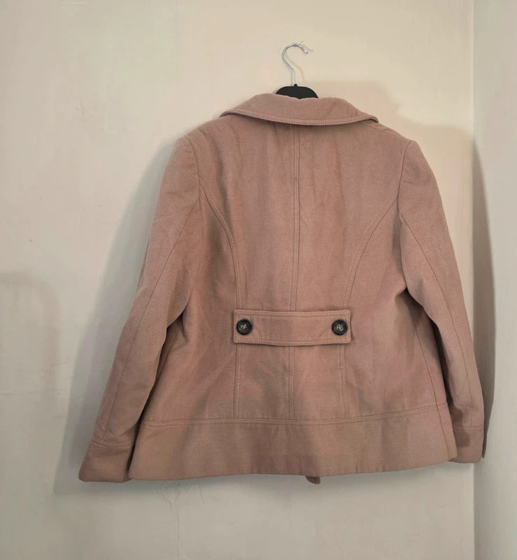 Marks & Spencer Beige Double Breasted Peacoat Jacket Size 18