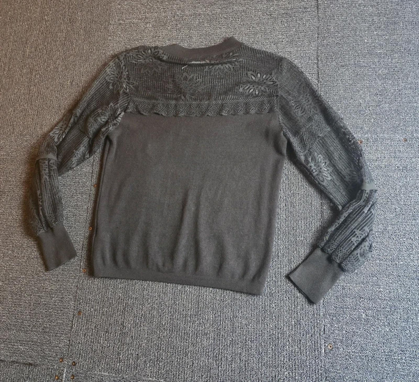 Angeleye Black Sheer Lace Detail Jumper Size 12 Night-Out Knit