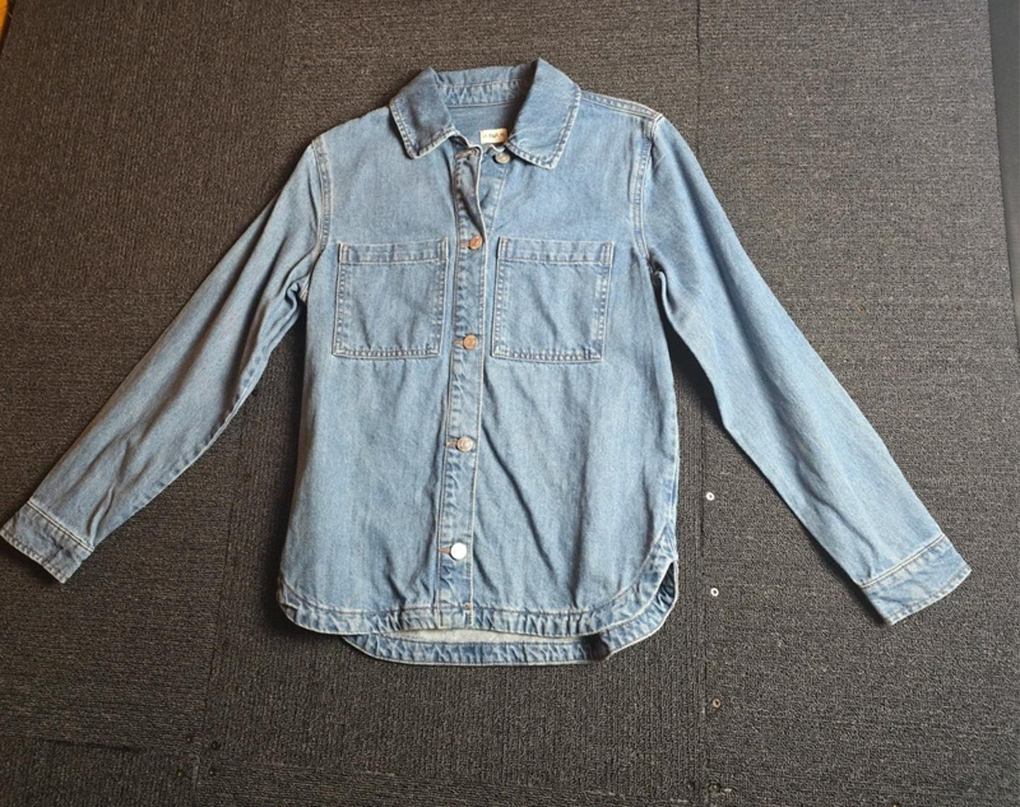 F&F Kids Denim Shirt Age 11–12 Blue Long Sleeve Cotton