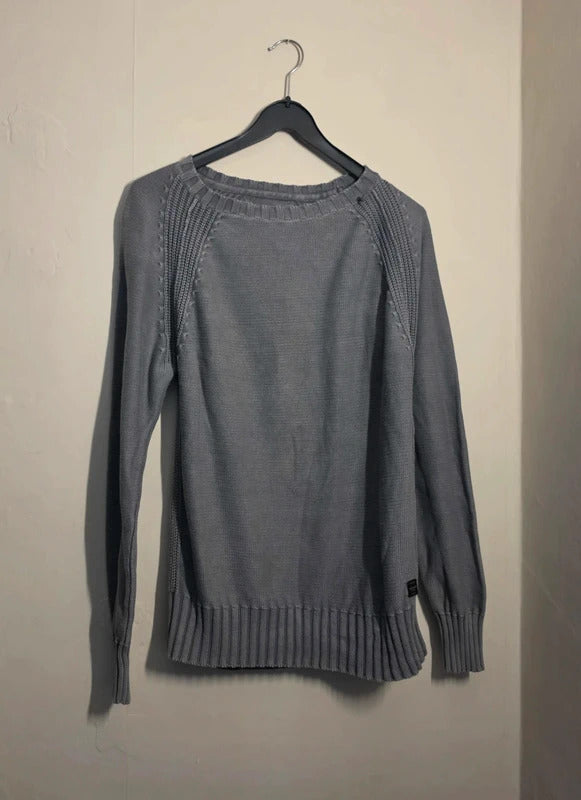 Replay Men's Grey Cotton Knit Long Sleeve Jumper Size M