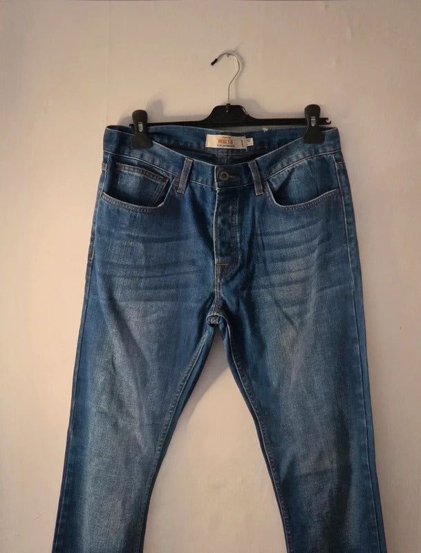 Topman Vintage Slim Blue Denim Jeans W32 Regular Straight Slim Leg 100% Cotton