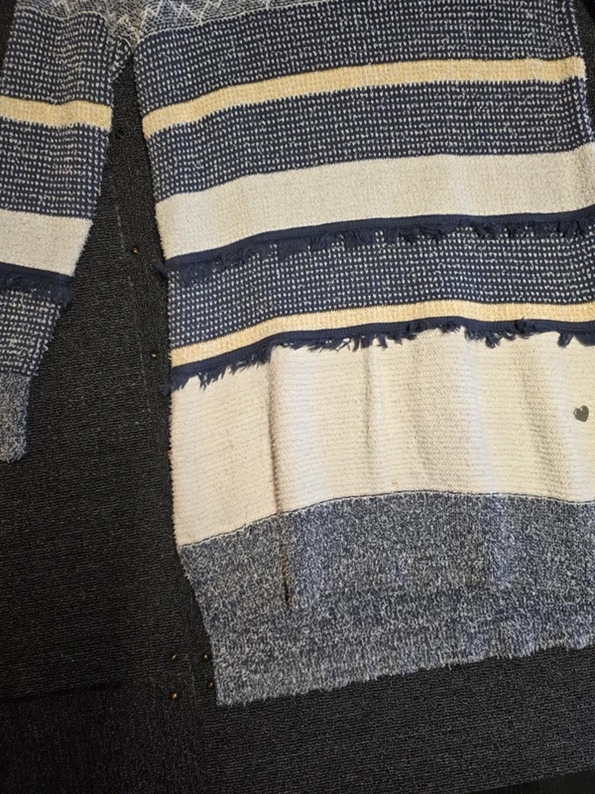 White Stuff Jumper Dress Navy & Cream Size 12 Textured Knit Longline