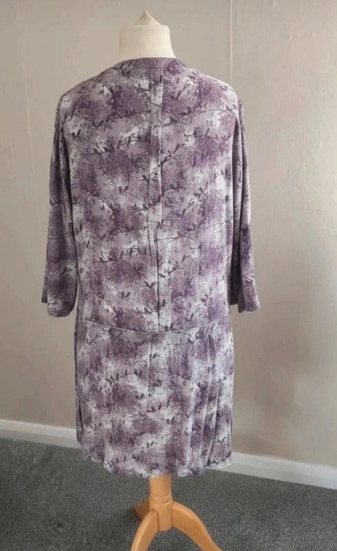 Laura Ashley Purple & Grey Abstract Print Shirt Dress Size 14