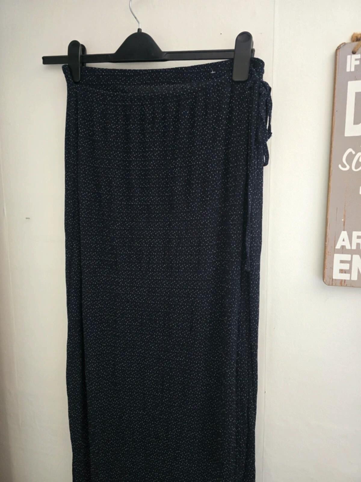Tu Navy & White Polka Dot Wrap Maxi Skirt Size 14