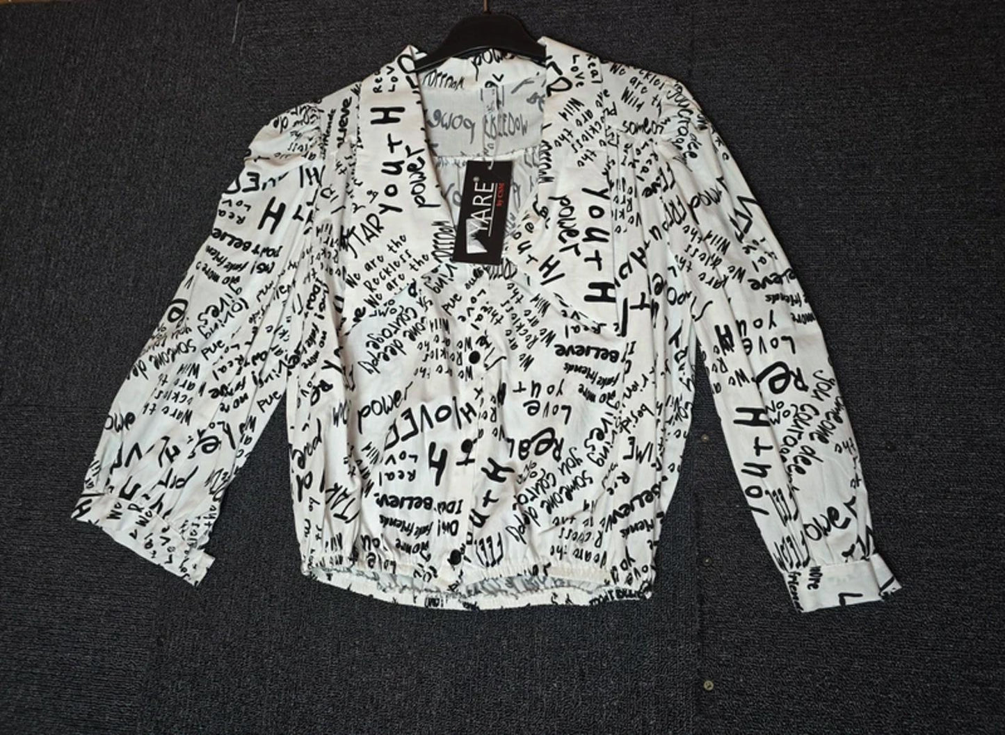 Yare By CSM Shirt White & Black Small Size 8/10 Print Crop New