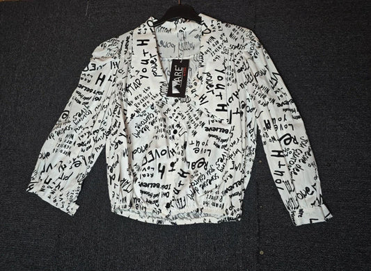 Yare By CSM Shirt White & Black Small Size 8/10 Print Crop New