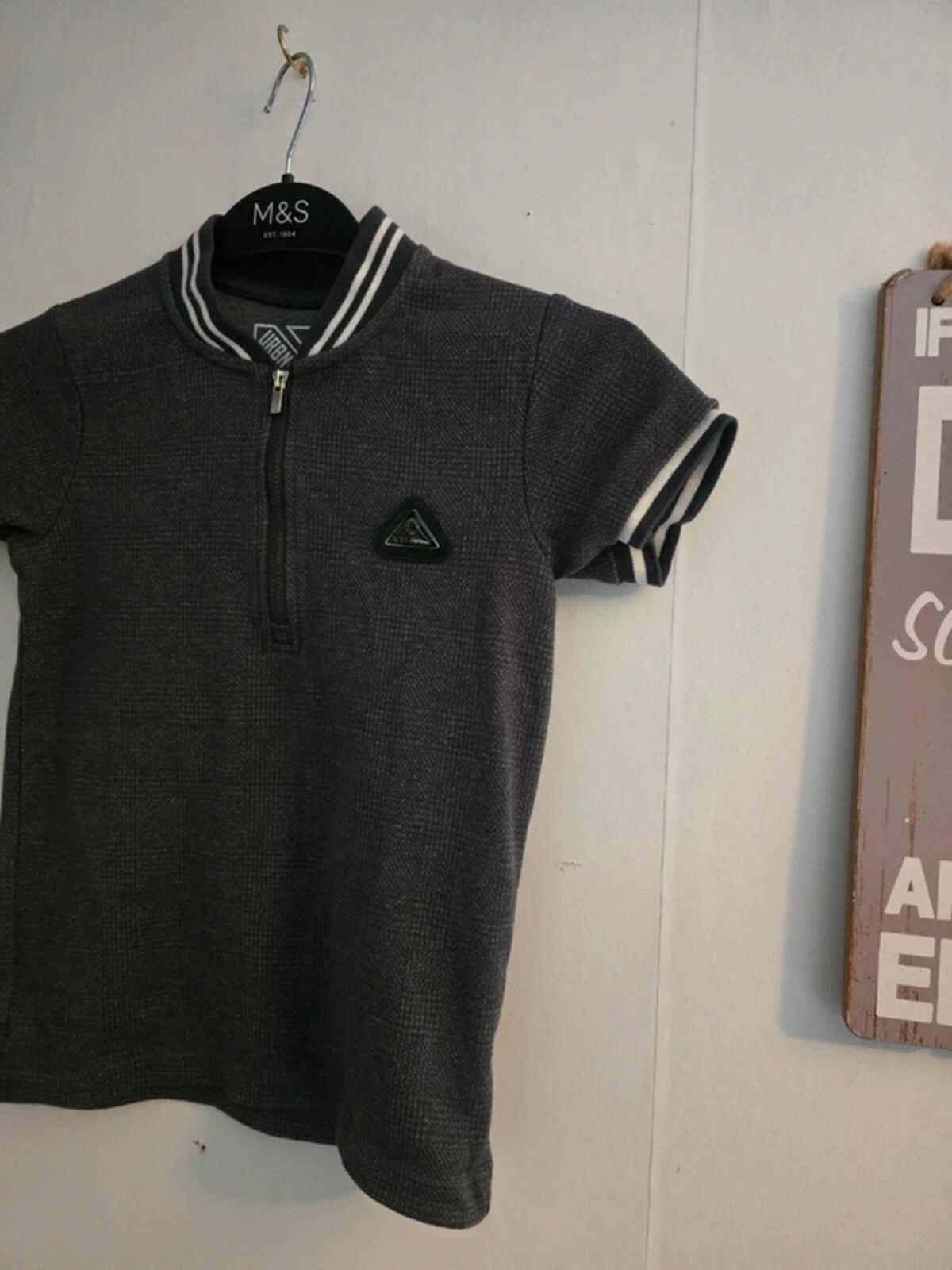Matalan Boys Grey Short-Sleeve School Zip-Front Polo Shirt Age 7 Years